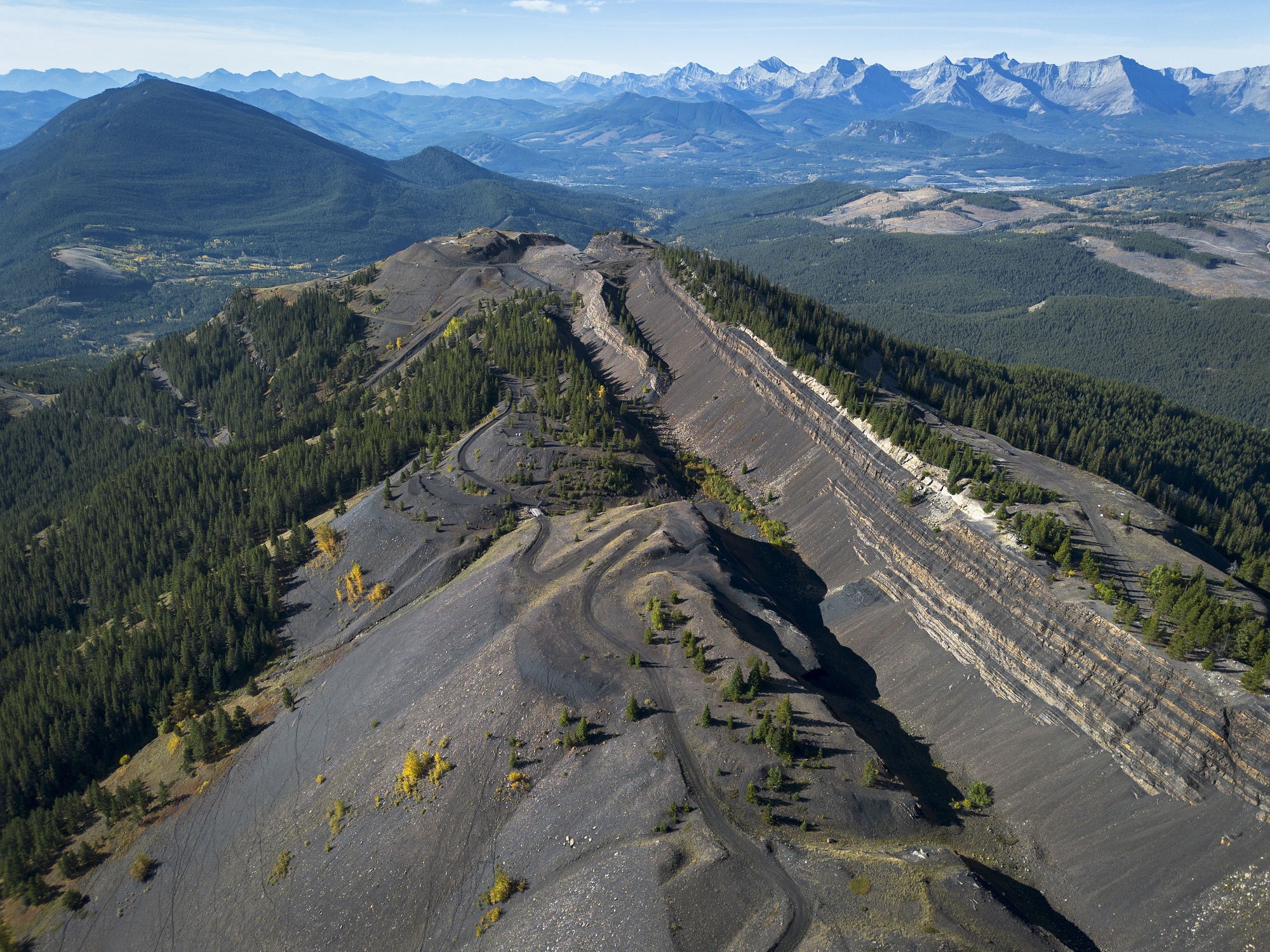 Exposed coal seams near the top of Grassy Mountain, where mining took place in Crowsnest Pass, Alberta.Photographer: Jennifer Gauthier/Bloomberg via Vancouver Freelance Exposed coal seams near the top of Grassy Mountain, where mining took place in Crowsnest Pass, Alberta.Photographer: Jennifer Gauthier/Bloomberg via Vancouver Freelance