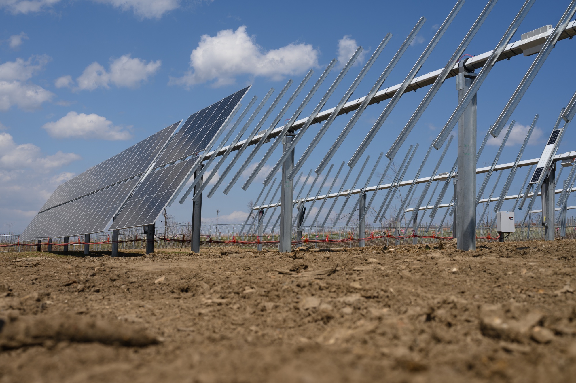 Racking systems to hold solar panels at the site of a solar farm under construction in Portage, Pennsylvania.Photographer: Justin Merriman/Bloomberg